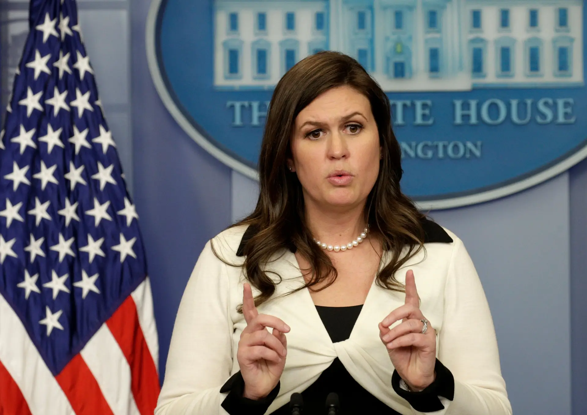A porta-voz adjunta da Casa Branca, Sarah Huckabee Sanders.