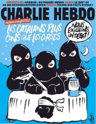 Primeira página do Charlie Hebdo: "Os catalães, mais idiotas do que os corsos"