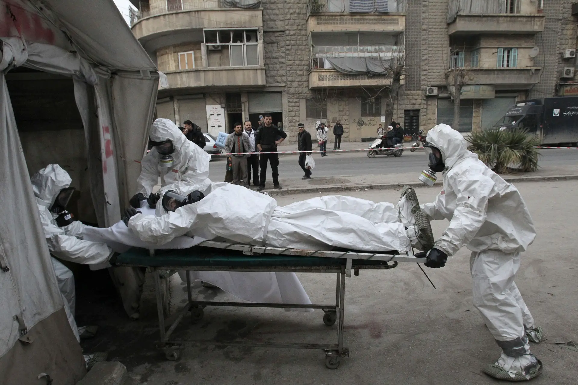 Uma operação do Exército de Libertação Sírio em Aleppo, na Síria.