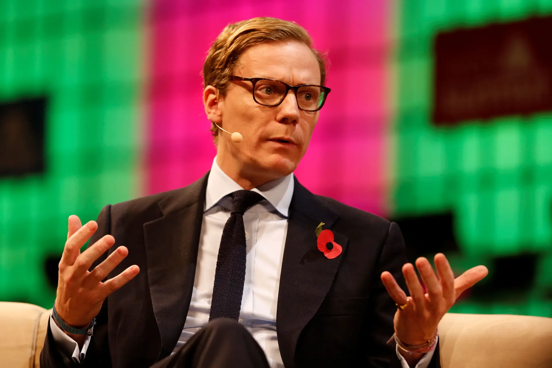 Alexander Nix, diretor-executivo da Cambridge Analytica, durante a Web Summit em Lisboa, em 2017.