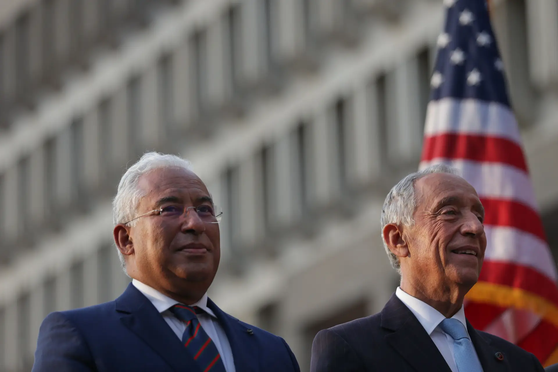 O primeiro-ministro de Portugal, António Costa, e o Presidente da República, Marcelo Rebelo de Sousa, nas comemorações do Dia de Portugal, nos Estados Unidos.