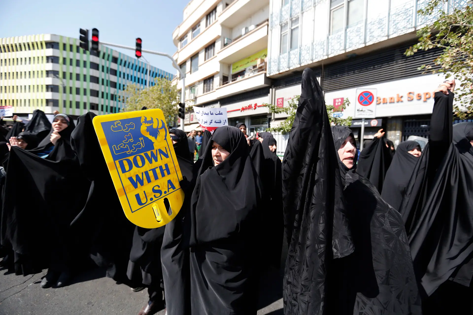 Protesto anti-EUA em Teerão, 28 setembro 2018