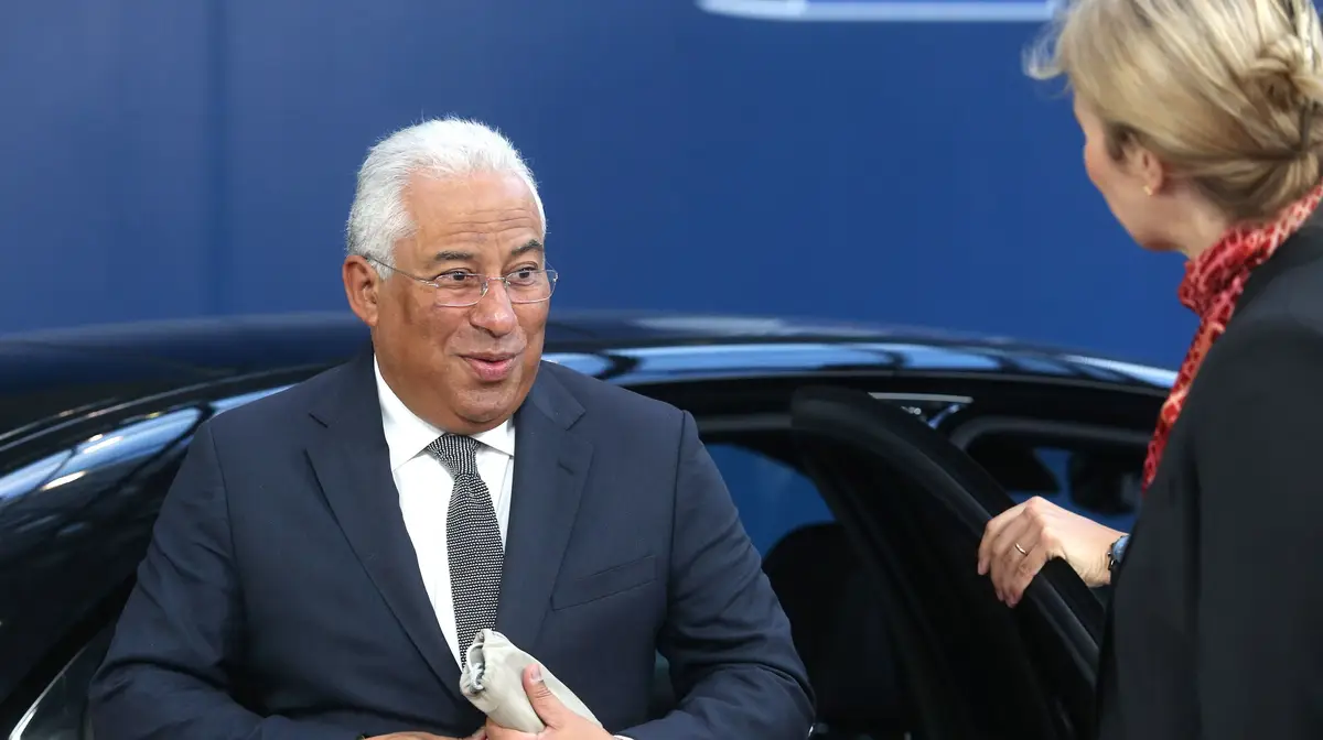 O primeiro-ministro António Costa à chegada da cimeira europeia em Bruxelas.