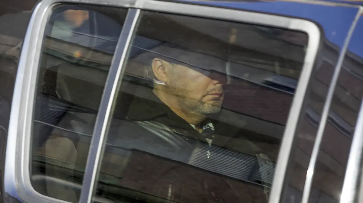 O ex-presidente do Sporting, Bruno de Carvalho, à chegada ao Tribunal do Barreiro no âmbito da investigação da invasão à Academia do clube, no Barreiro