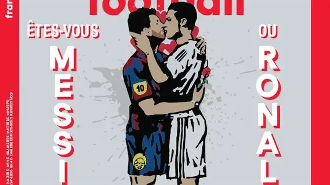 O beijo entre Ronaldo e Messi