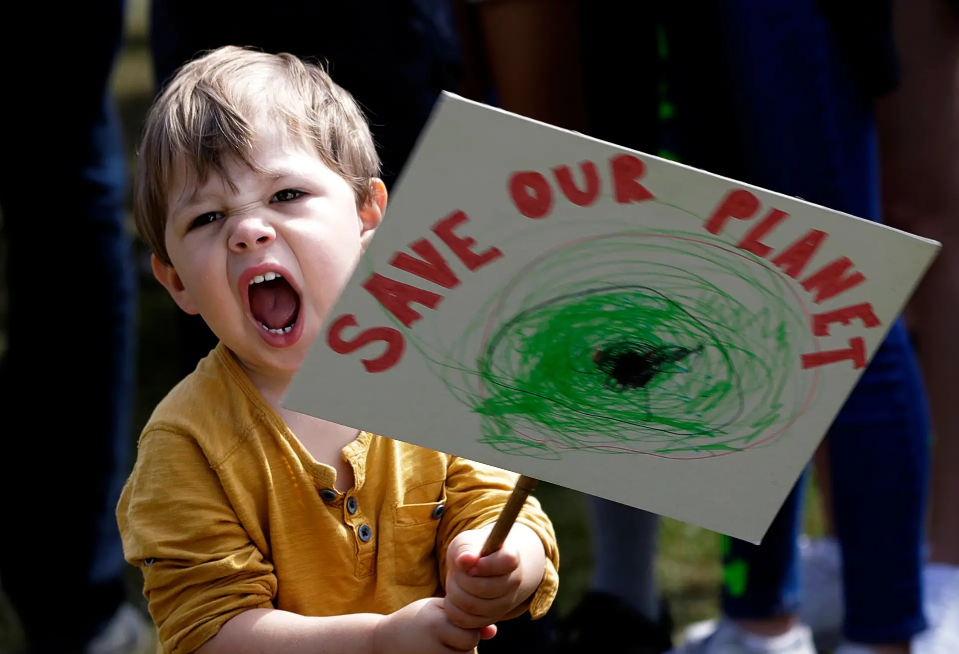 Criança no protesto pelo clima em Londres, no Reino Unido 