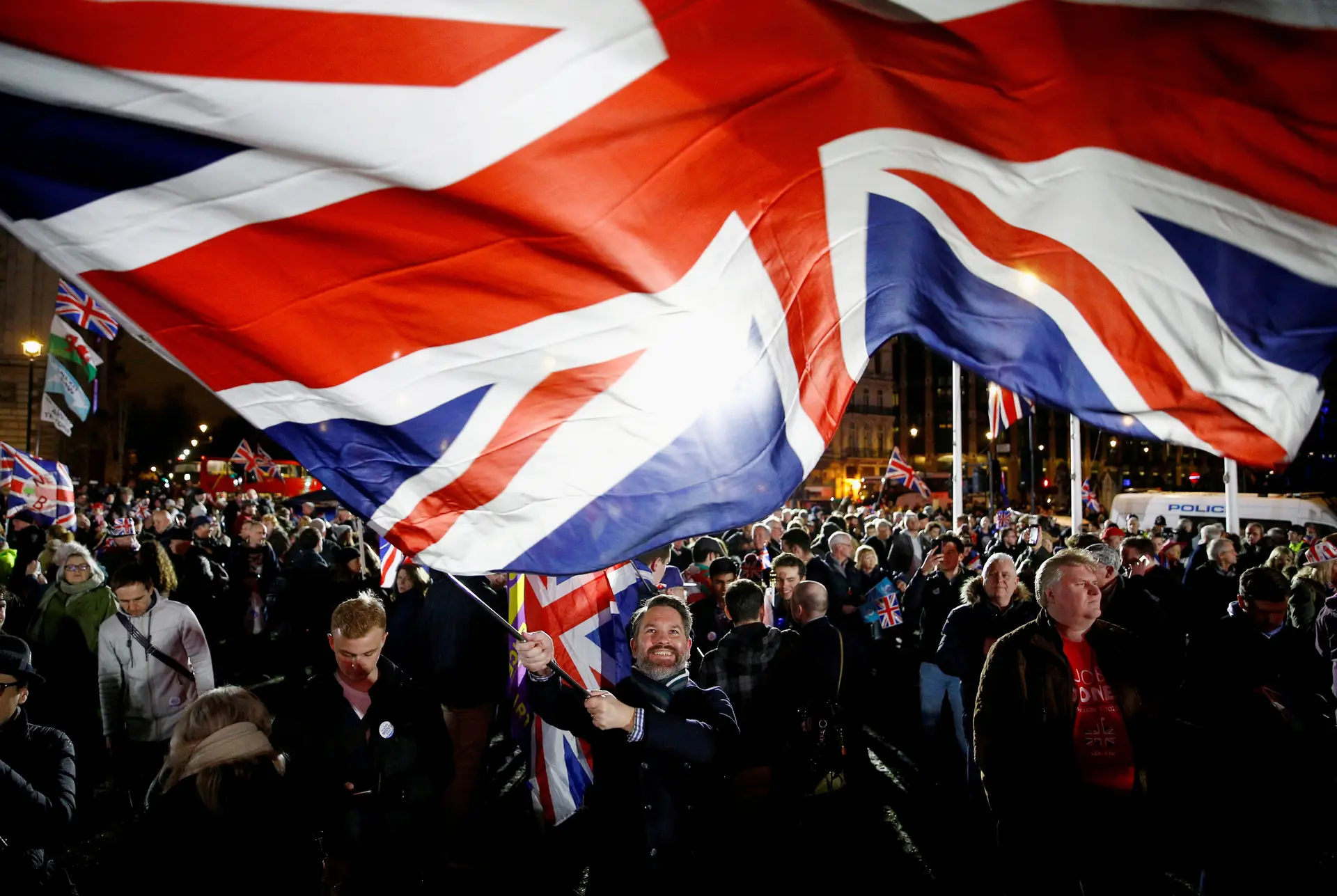 Festejos do Brexit em Londres, no Reino Unido. [31-01-2020]