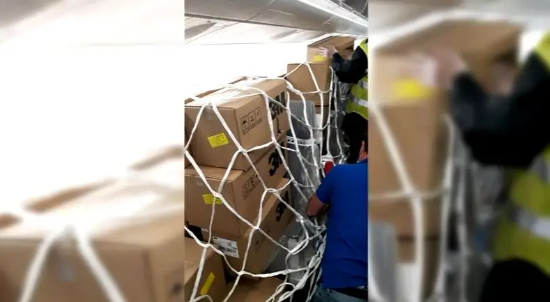 Avião carregado de material médico a caminho de Lisboa 