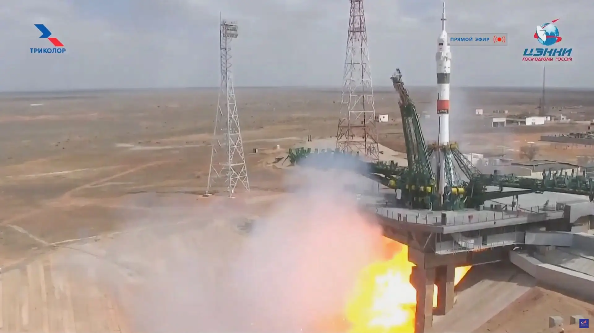Dois cosmonautas russos e um astronauta norte-americano partiram em direção à Estação Espacial