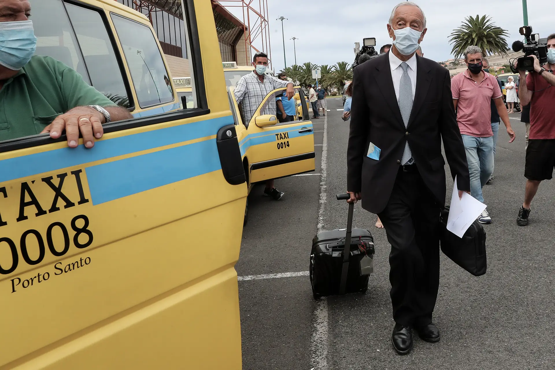 Marcelo Rebelo de Sousa, à chegada a Porto Santo, Madeira, em agosto de 2020.