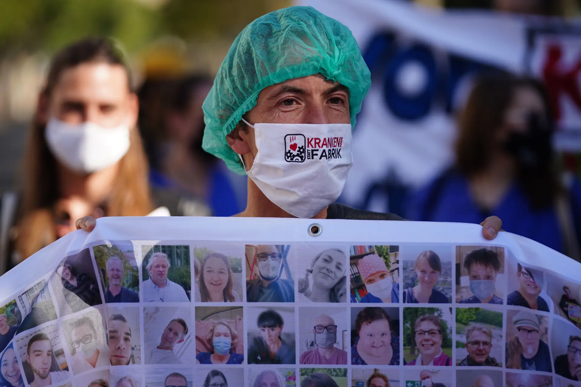 Protesto dos profissionais de saúde alemães em Berlim.