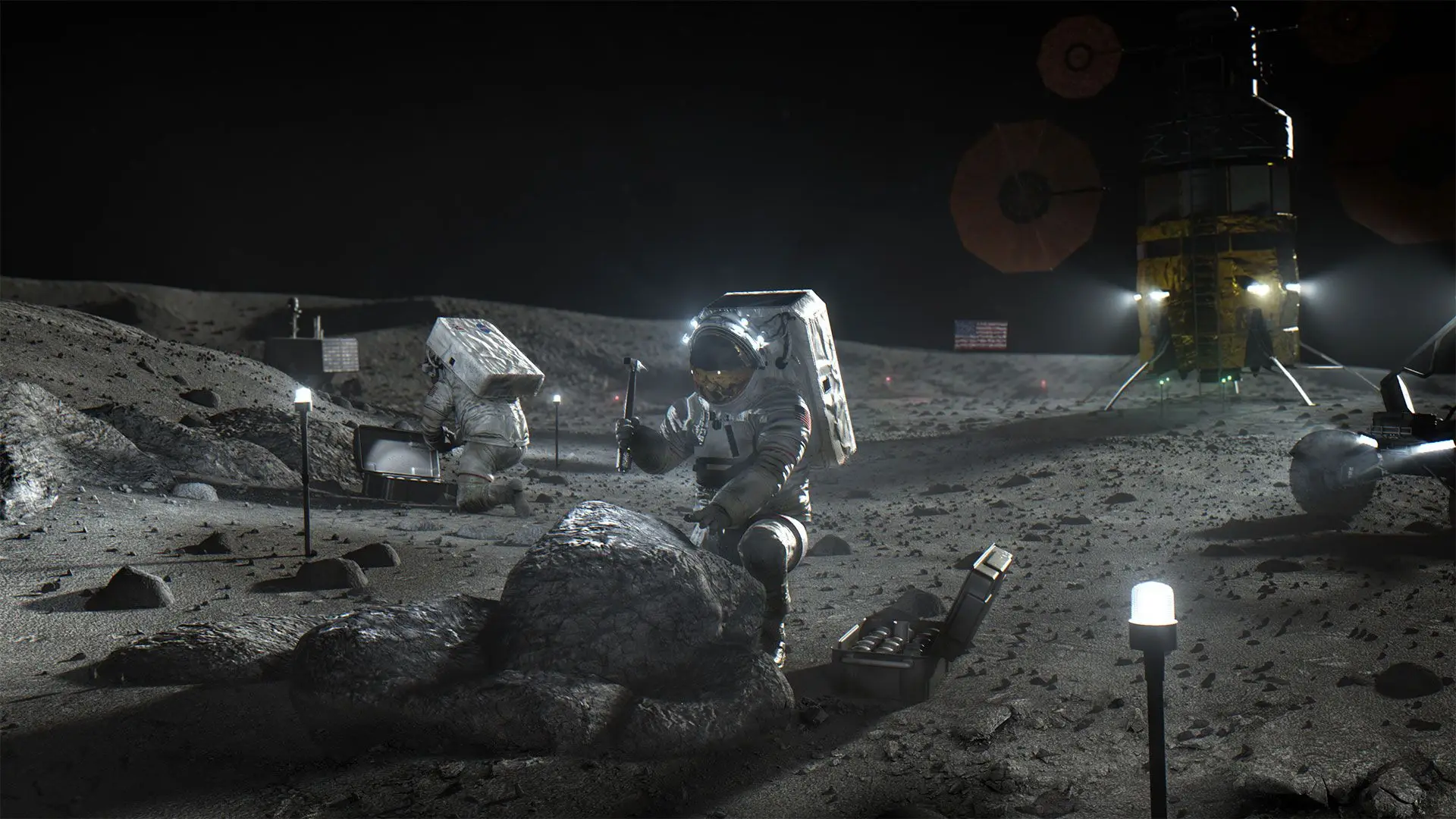 Uma ilustração da NASA de um futuro na Lua que espera ser muito próximo