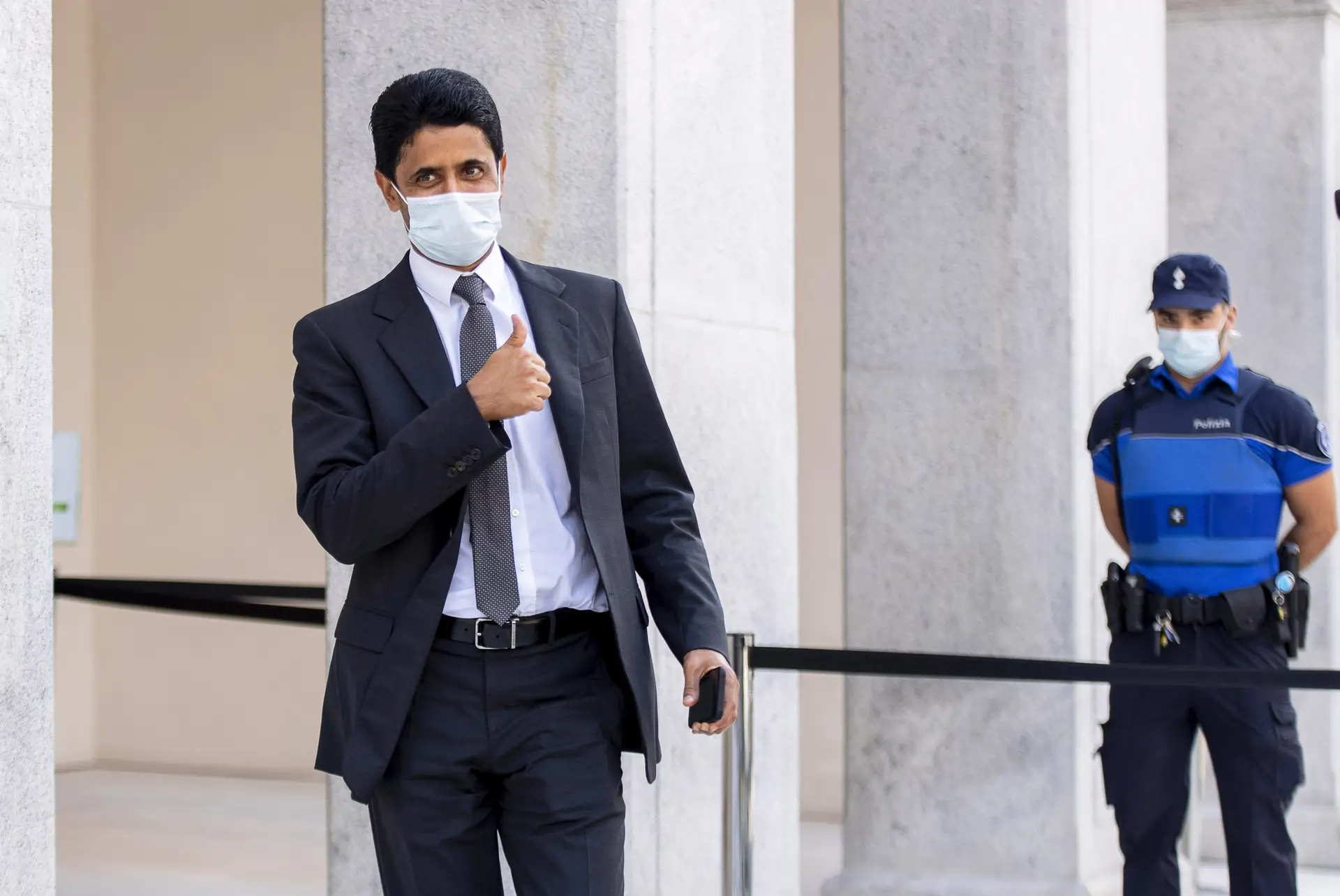 O presidente do Paris Saint-Germain, Nasser Al-Khelaïfi