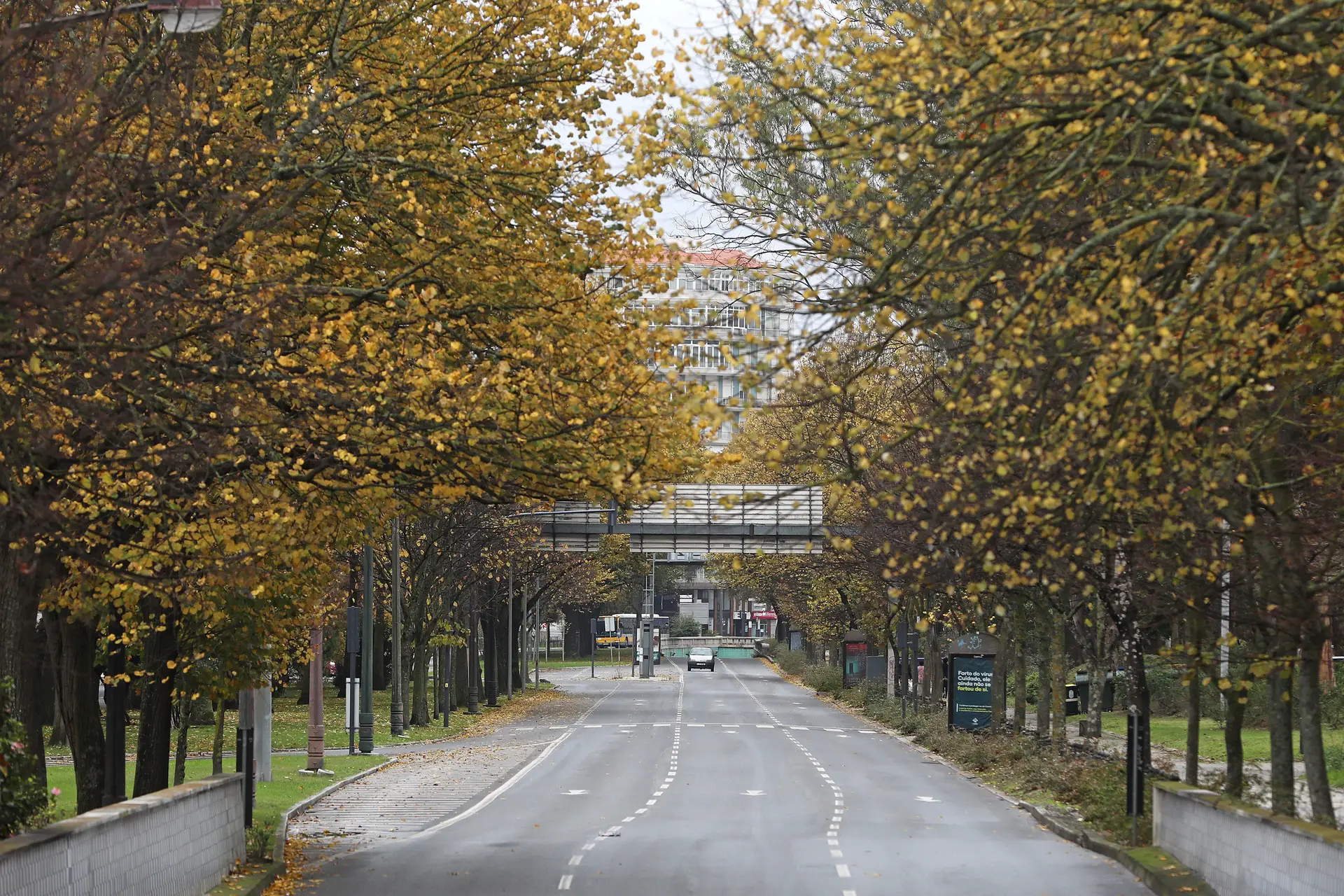 Vista geral da via rodoviária junto ao Jardim do Campo Grande durante o recolher obrigatório do estado de emergência no âmbito das medidas de contenção da covid-19, em Lisboa