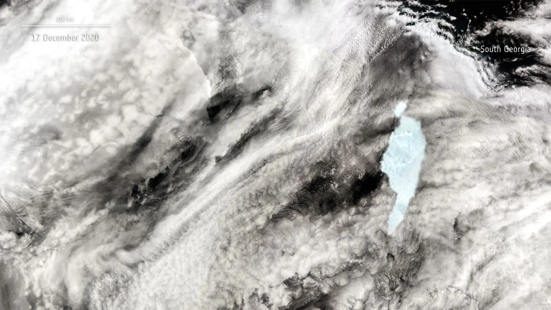 Imagem de satélite do Iceberg A-68A