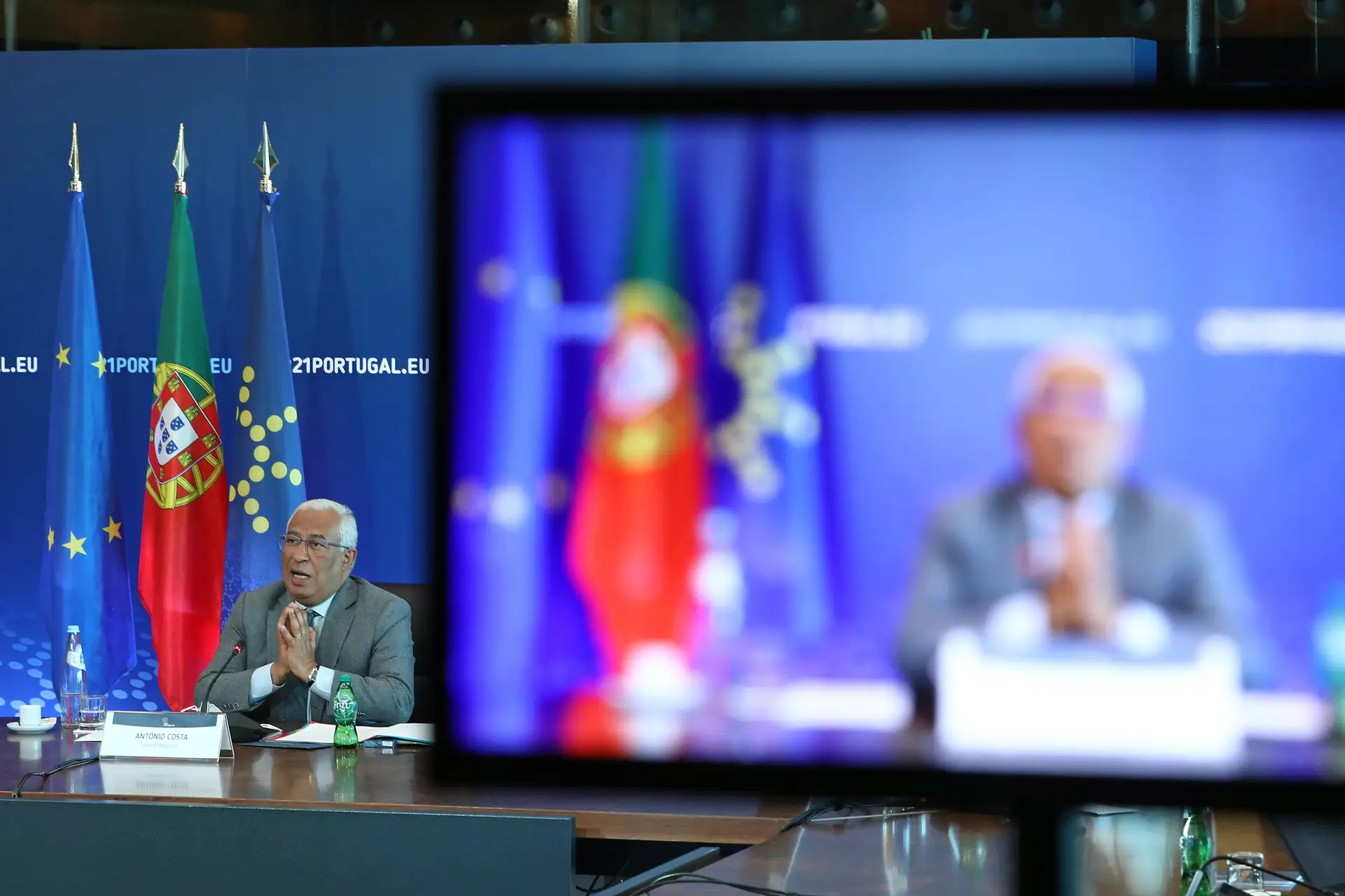 O primeiro-ministro António Costa participa na "Cimeira Social Tripartida", que decorreu por videoconferência, sob a presidência portuguesa do Conselho da União Europeia.
