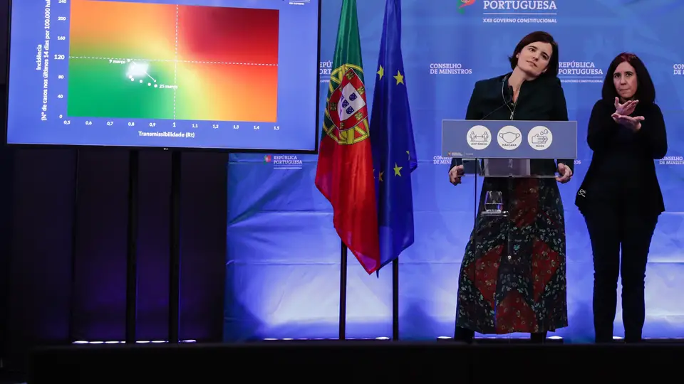 A ministra de Estado e da Presidência, Mariana Vieira da Silva, duranrte a conferência de imprensa após o Conselho de Ministros, realizado no Centro Cultural de Belém, em Lisboa