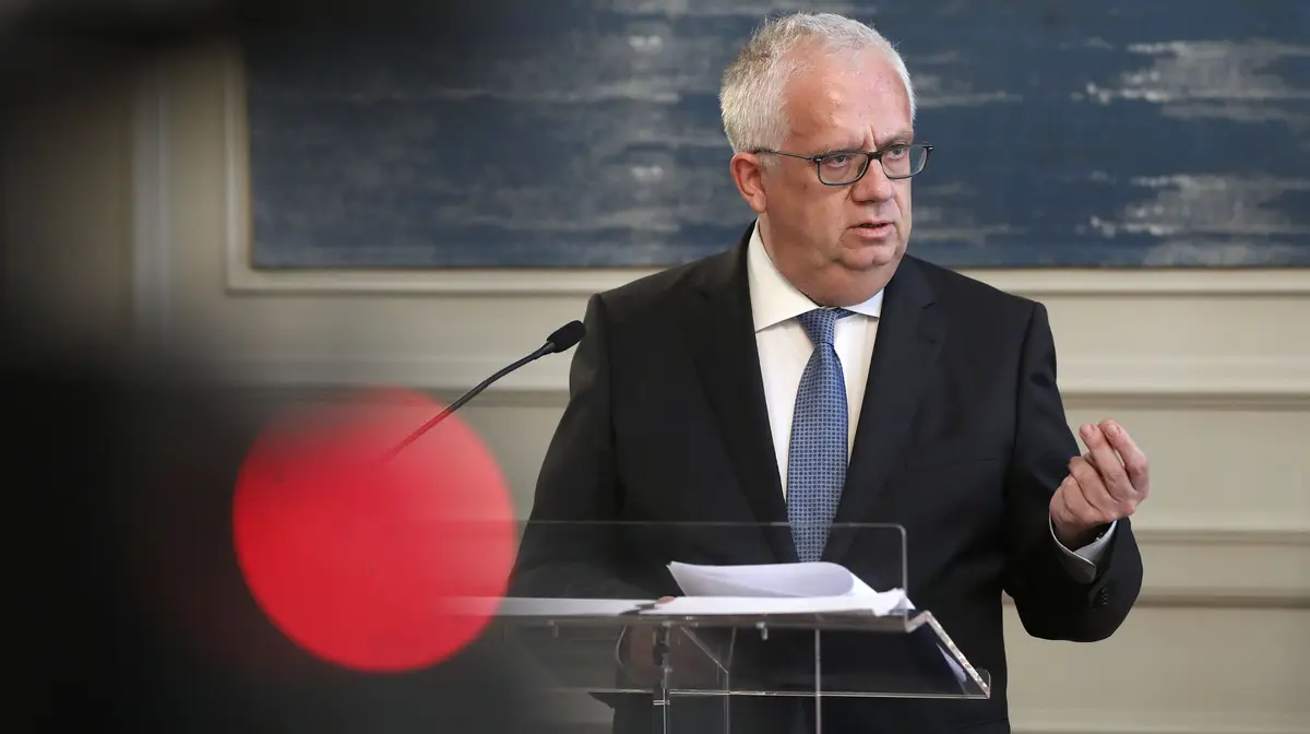 O ministro da Administração Interna, Eduardo Cabrita, intervém durante uma conferência de imprensa sobre o relatório do inquérito relativo à intervenção da Polícia de Segurança Pública no quadro das celebrações promovidas pelo Sporting Clube de Portugal