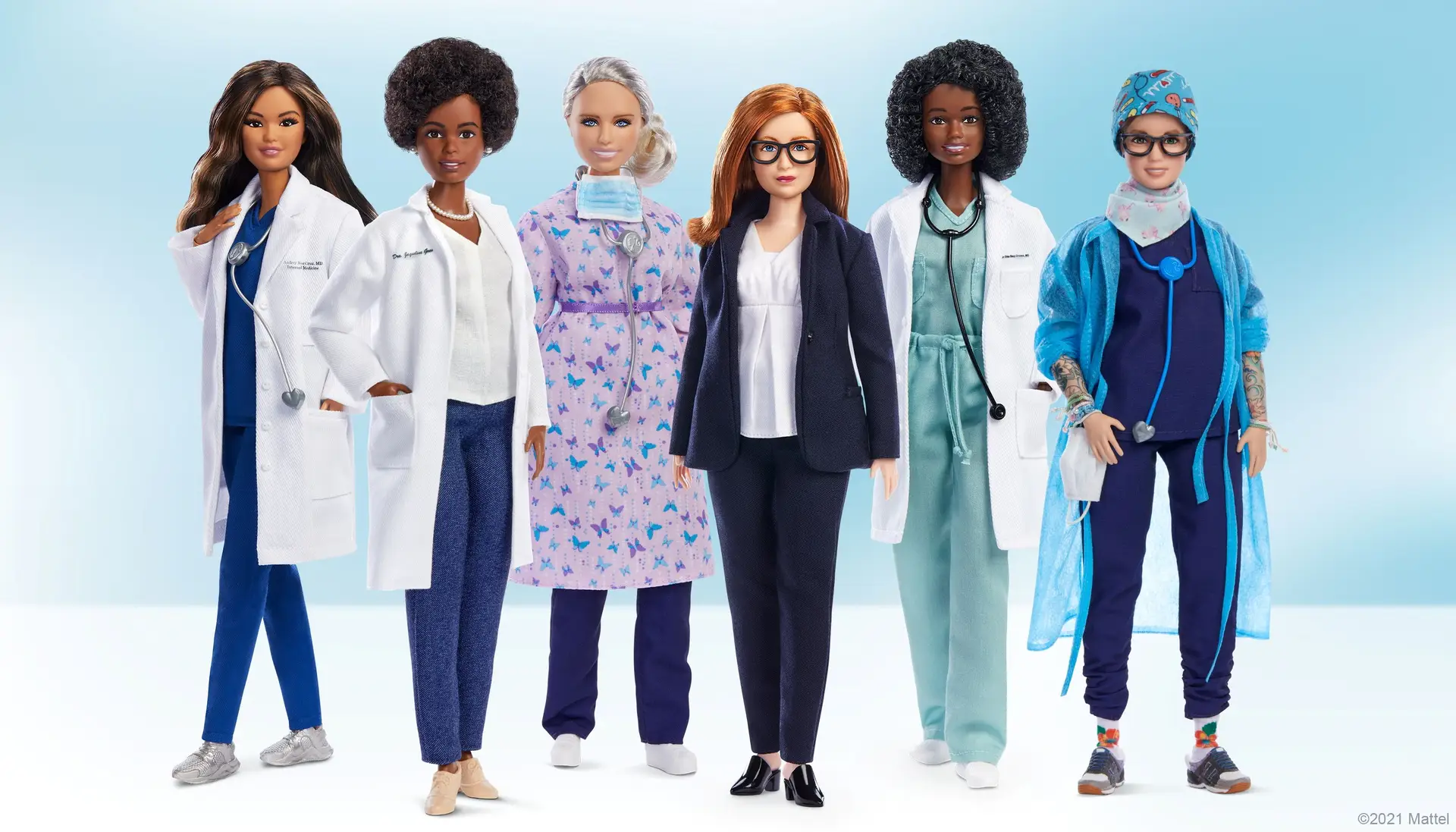 Da esquerda para a direita: Audrey Cruz, Jaqueline Goes de Jesus, Kirby White, Sarah Gilbert, Chika Stacy Oriuwa e Amy O'Sullivan.