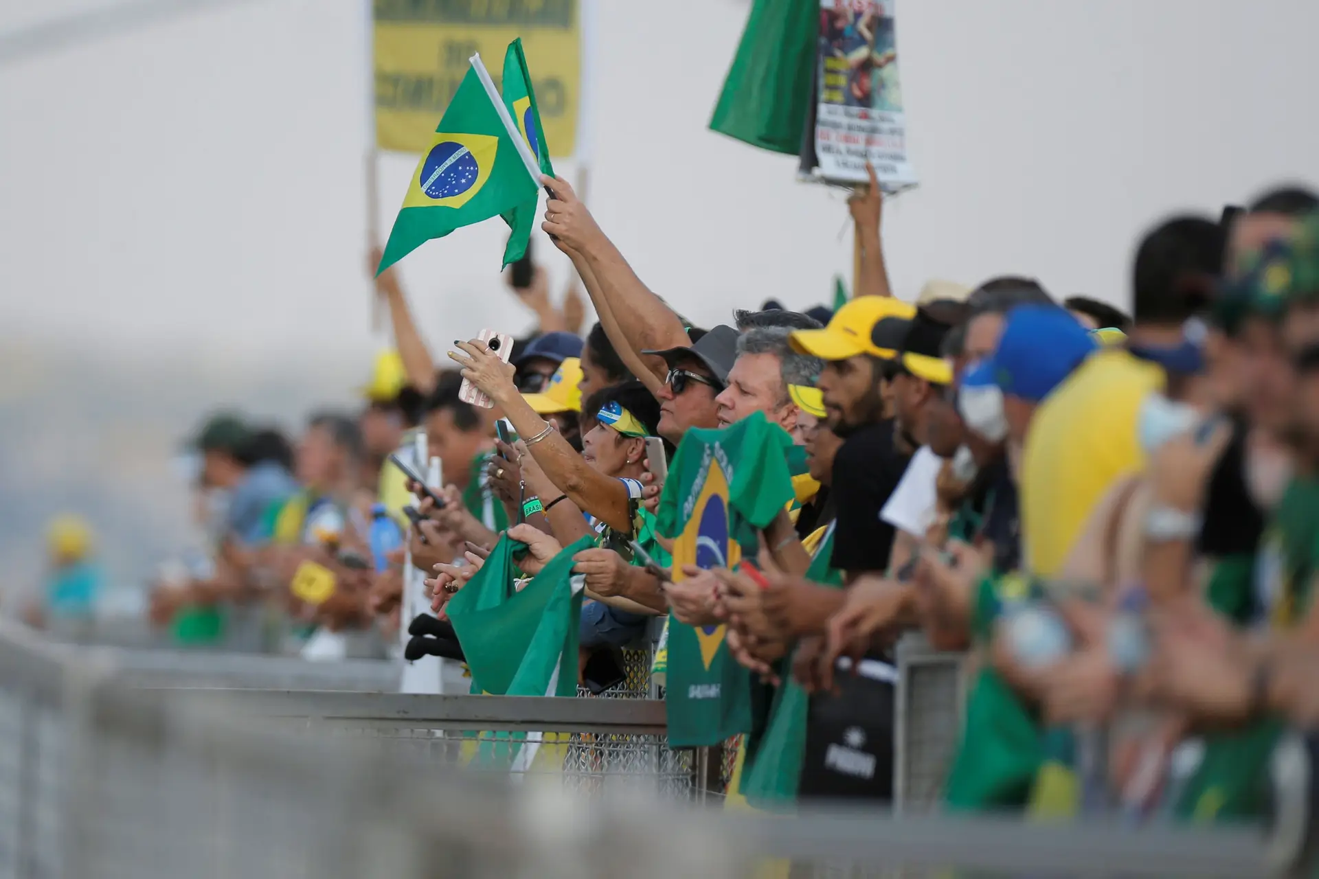 Apoiantes do Presidente brasileiro, Jair Bolsonaro, no Dia da Independência Nacional, em Brasília, Brasil.