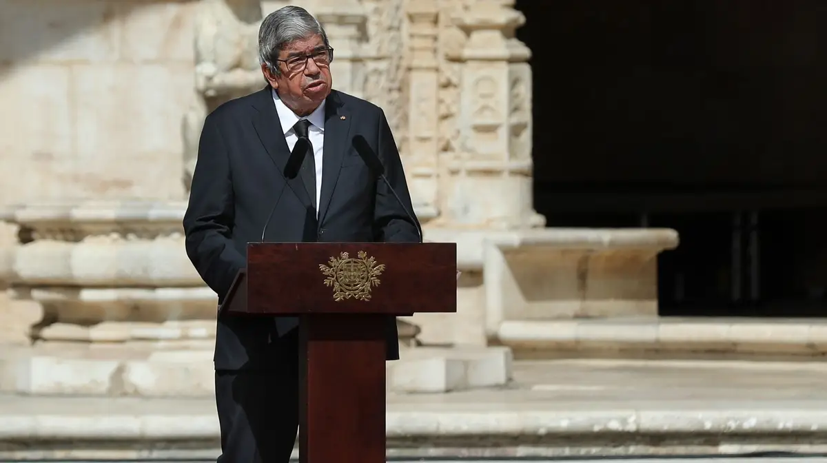 O presidente da Assembleia da República, Ferro Rodrigues nas cerimónias fúnebres do antigo Presidente da República, Jorge Sampaio, no Mosteiro dos Jerónimos, em Belém.