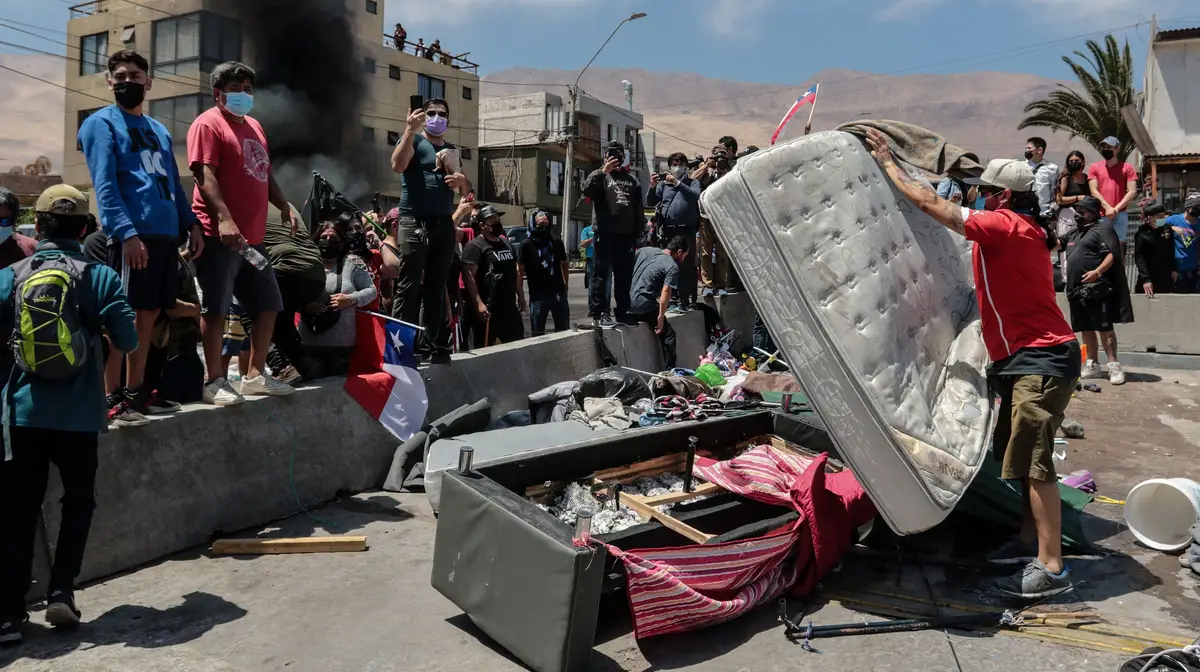 Protesto contra migrantes ilegais no Chile