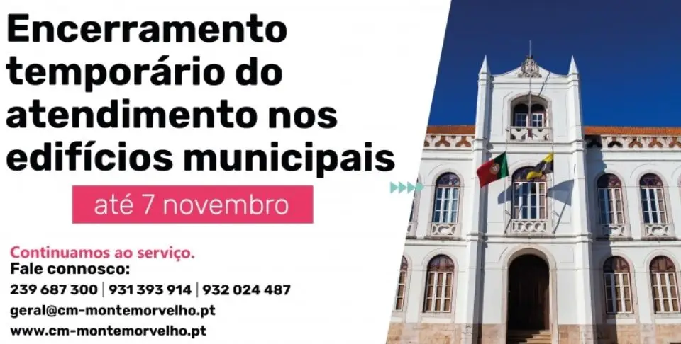 Covid-19: Montemor-o-Velho prolonga fecho de serviços municipais até domingo