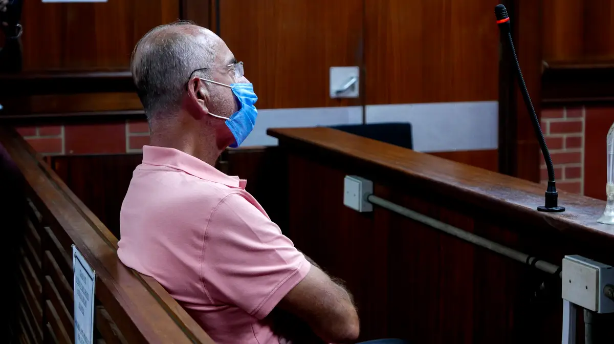 O ex-banqueiro João Rendeiro no Tribunal de Verulam.