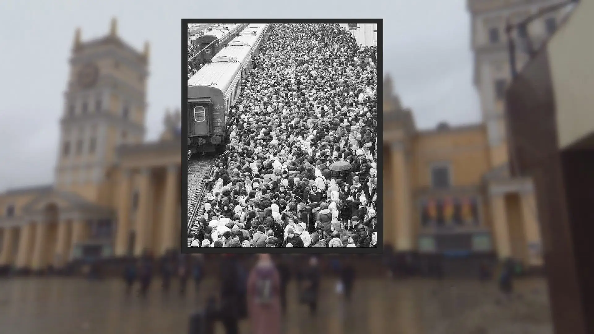 Fotografia a preto e branco da estação de Kharkiv é atual? 