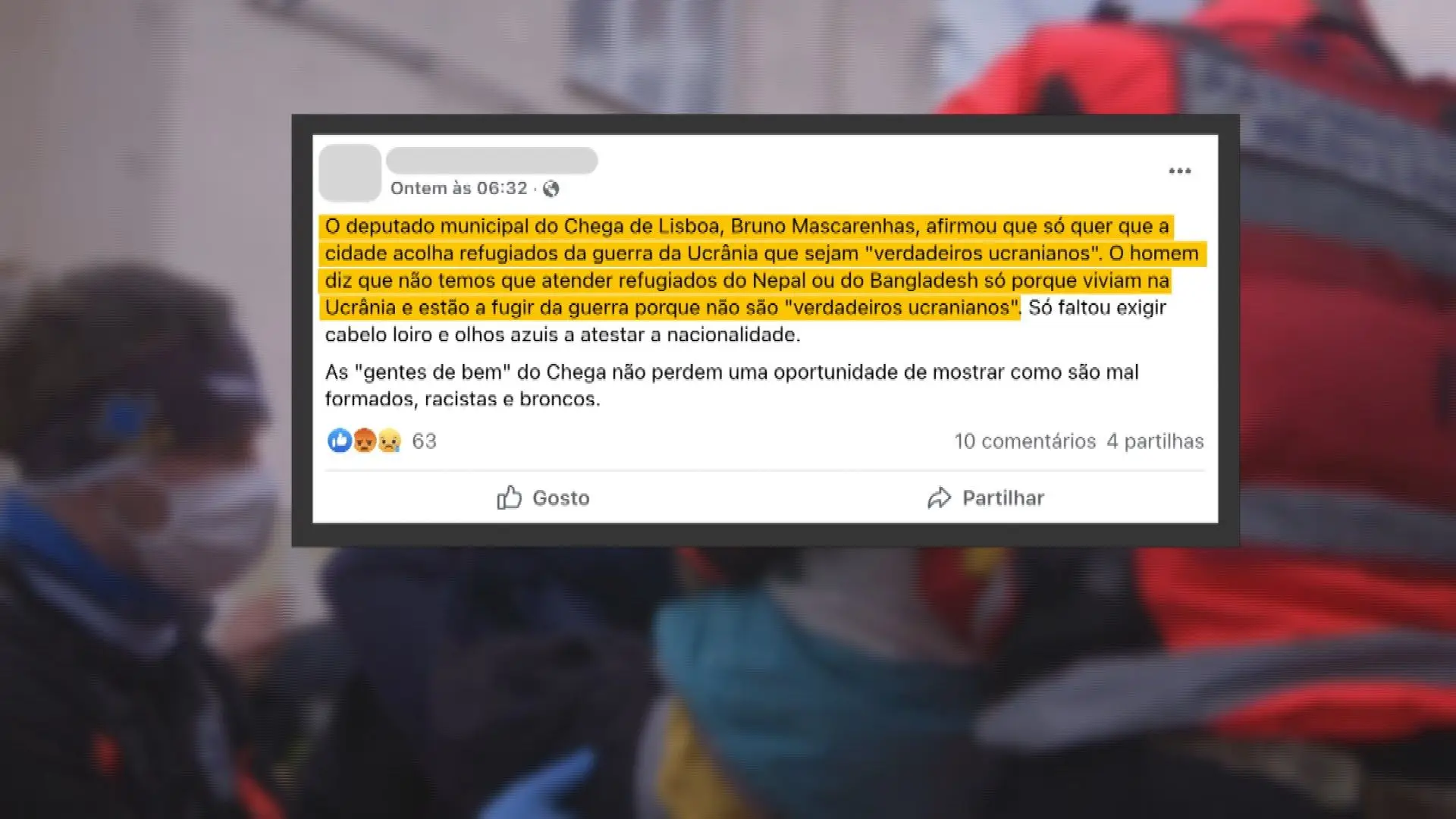 Deputado do Chega em Lisboa só quer “verdadeiros ucranianos”?