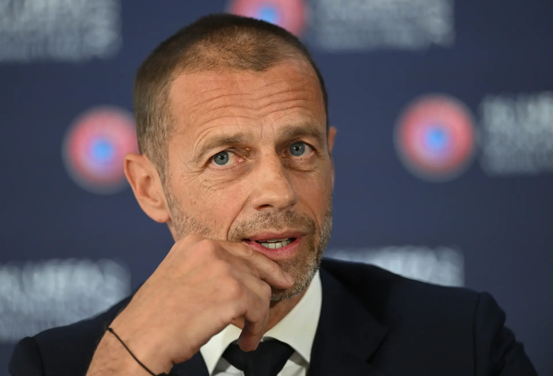 VIENNA, AUSTRIA – MAY 11: UEFA president Aleksander Ceferin addresses the media during a press conference at Messe Wien on May 11, 2022 in Vienna, Austria. (Photo by Stuart Franklin – UEFA/UEFA via Getty Images)