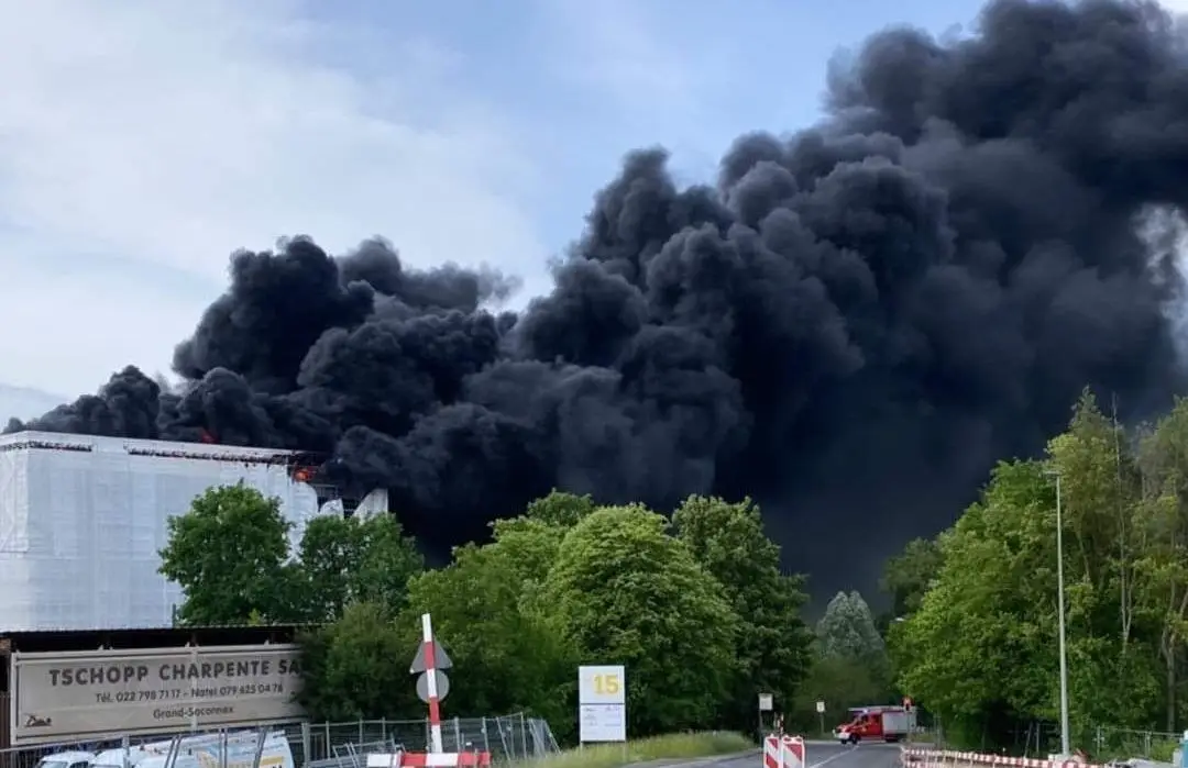 Incêndio de grandes dimensões junto ao aeroporto de Genebra