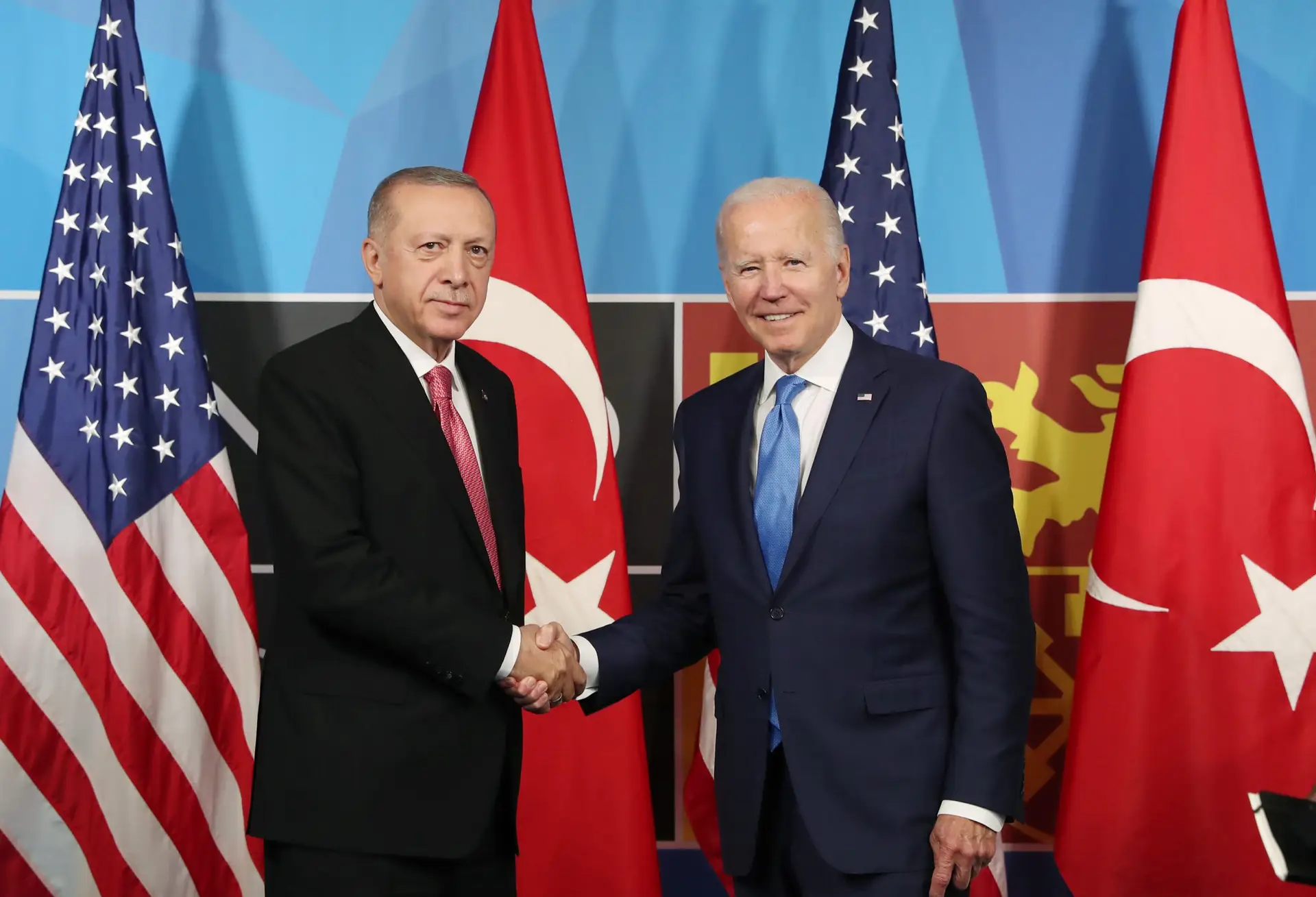 Erdogan e Biden na cimeira da NATO de 2022, em Madrid
