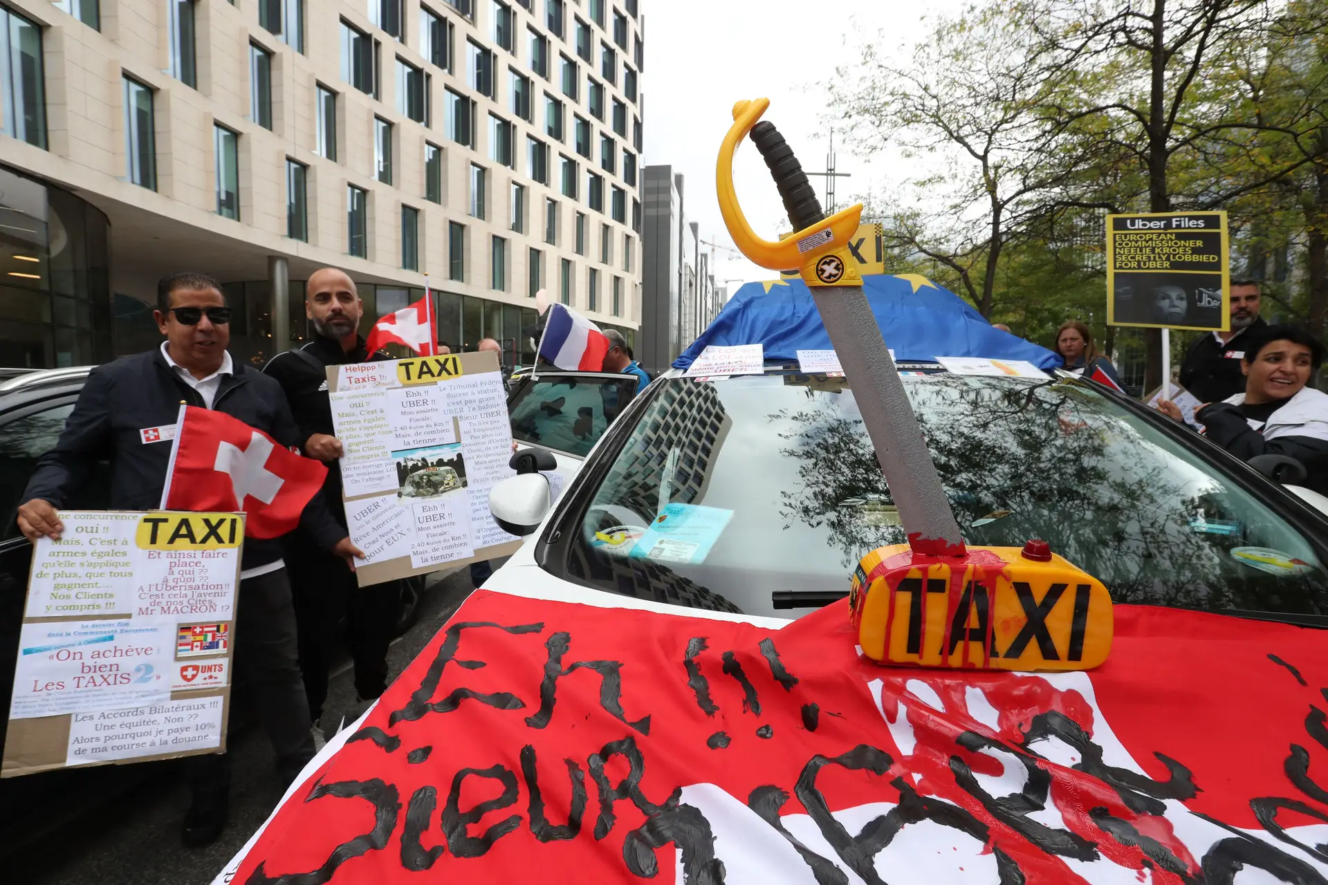 Protesto de Táxis europeus em Bruxelas.
