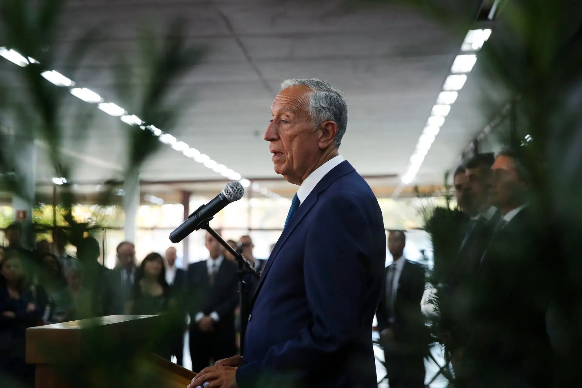 O Presidente da República, Marcelo Rebelo de Sousa, discursa durante o encontro com a comunidade portuguesa na Associação Portuguesa de Brasília, Taguatinga, Brasília, Brasil