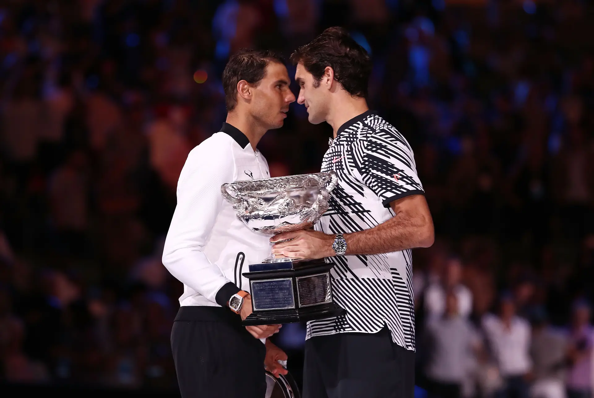 Federer e Nadal na final do 'Open' da Austrália, em 2017