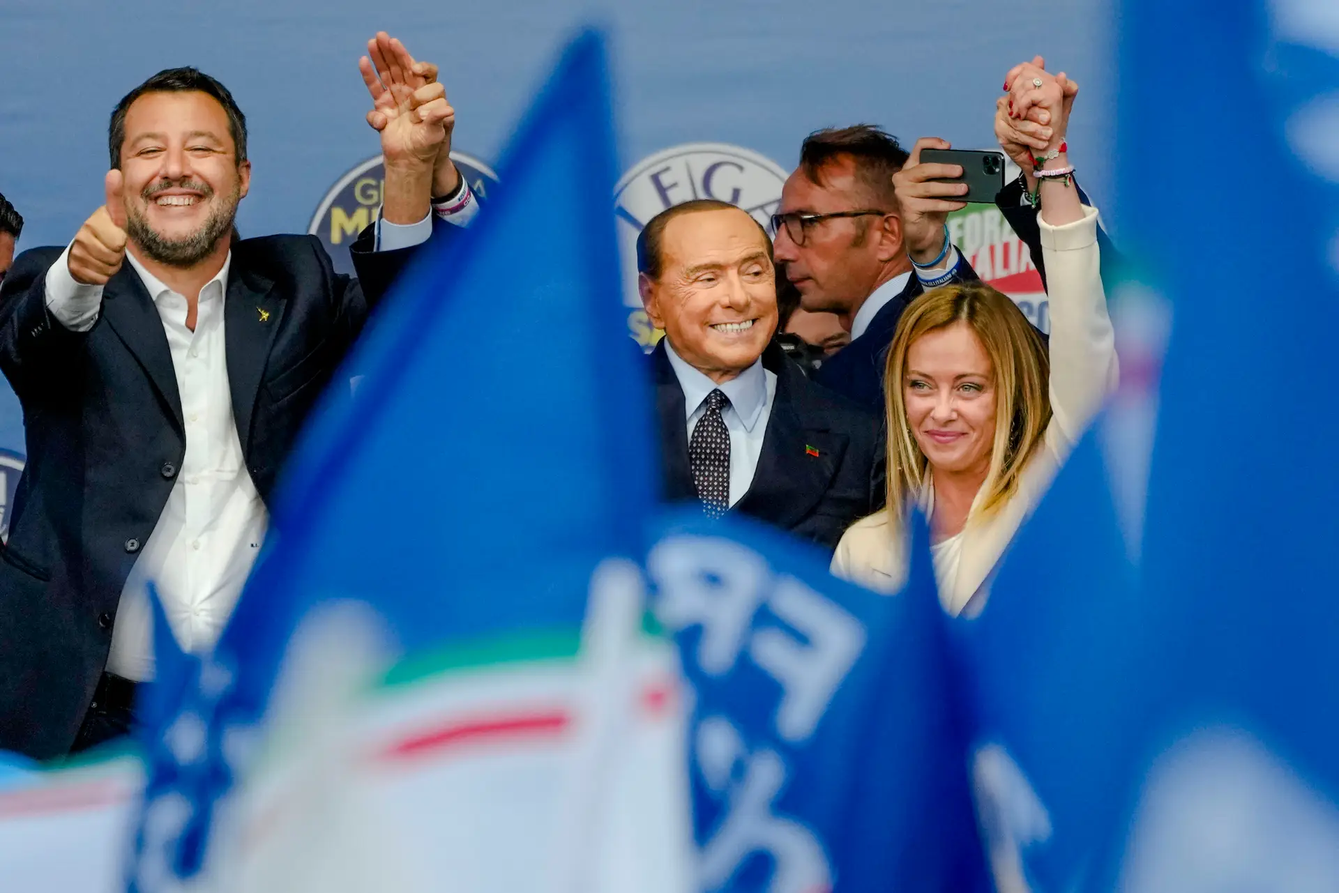 Matteo Salvini, Silvio Berlusconi e Giorgia Meloni.