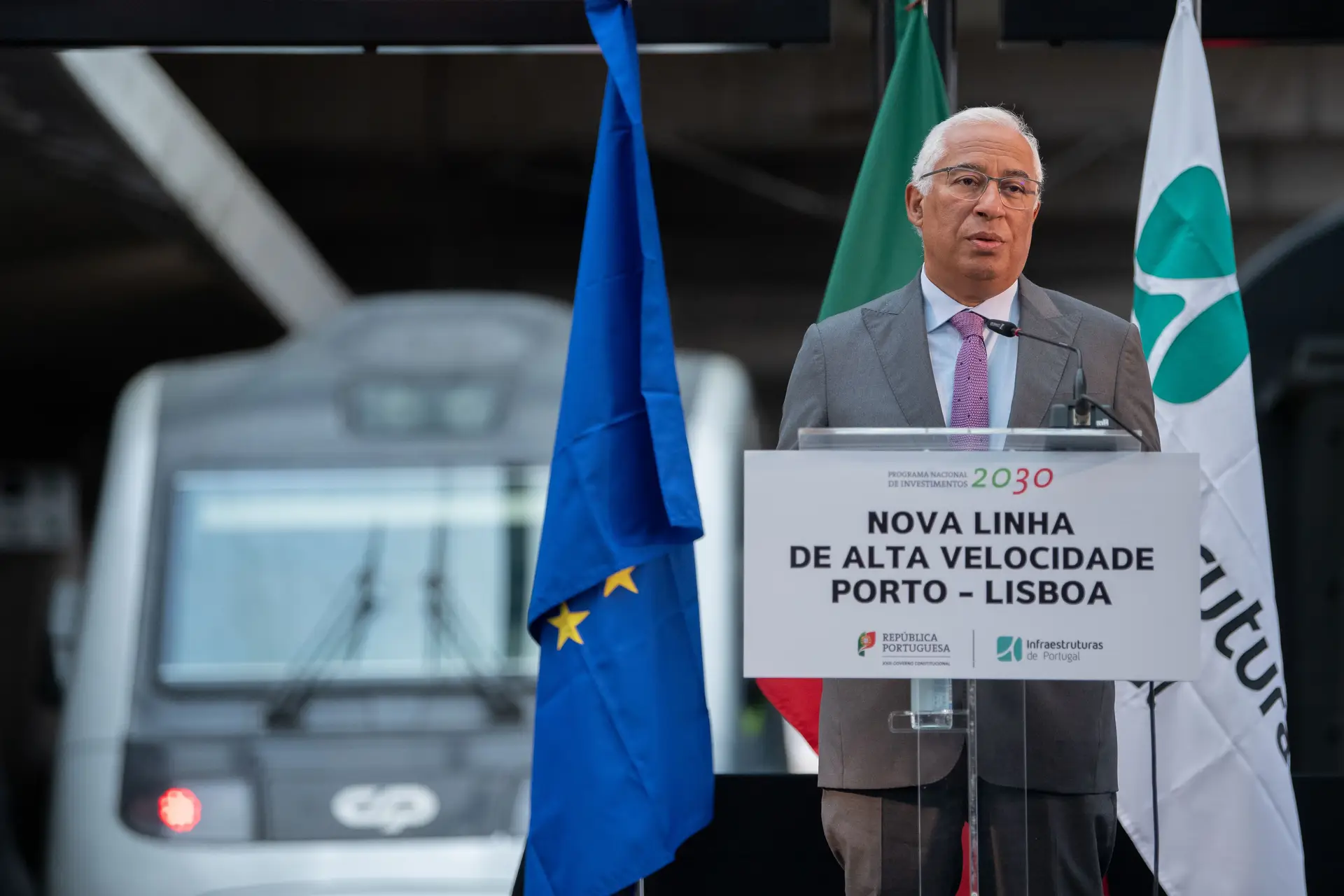 Primeiro-ministro, António Costa, apresenta a nova linha de alta velocidade entre o Porto e Lisboa

