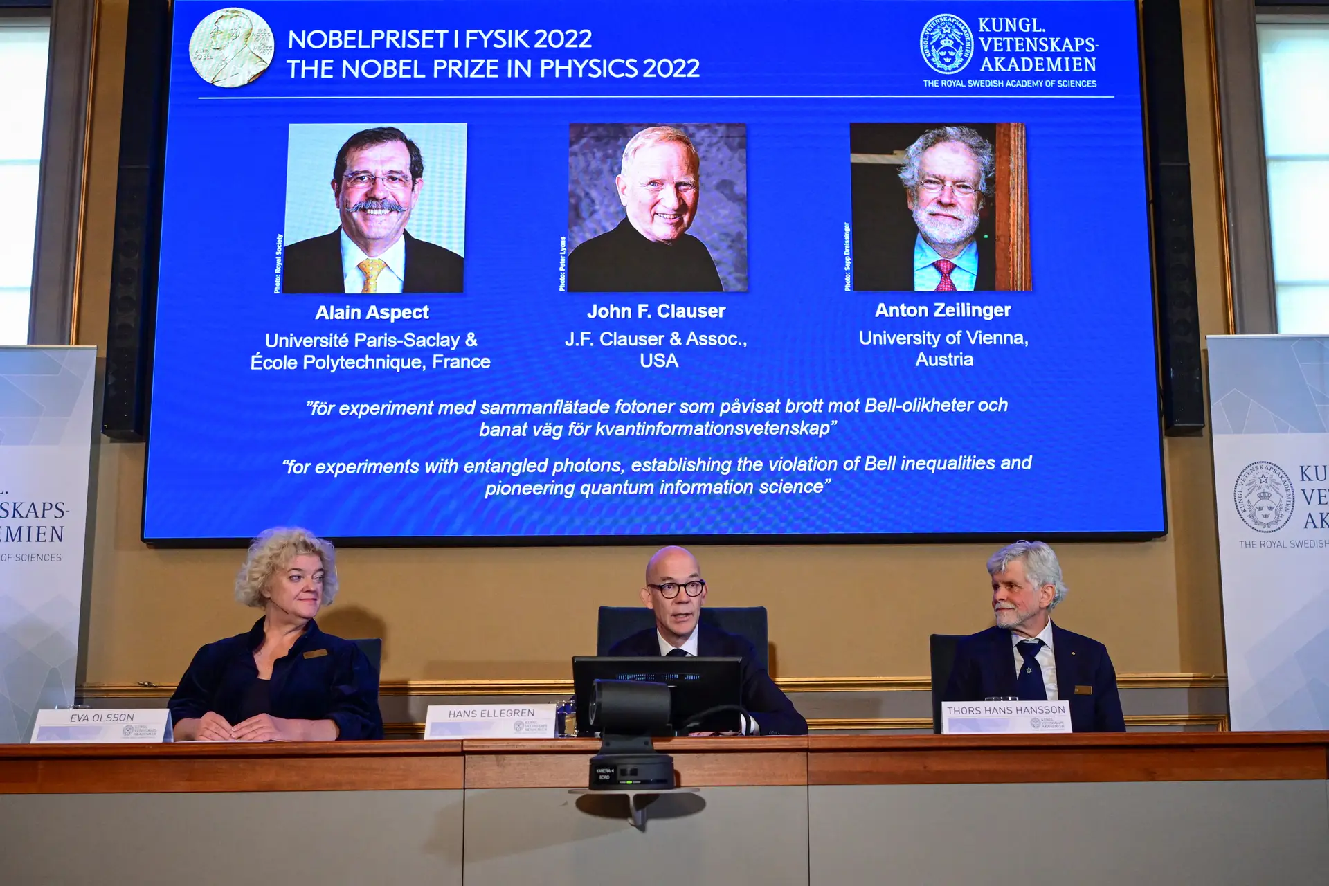 Nobel da Física atribuído a Alain Aspect, John F. Clauser e Anton Zeilinger