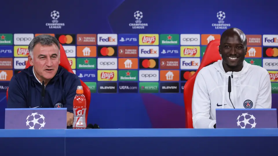 Christophe Galtier, treinador do PSG, e Danilo Pereira.