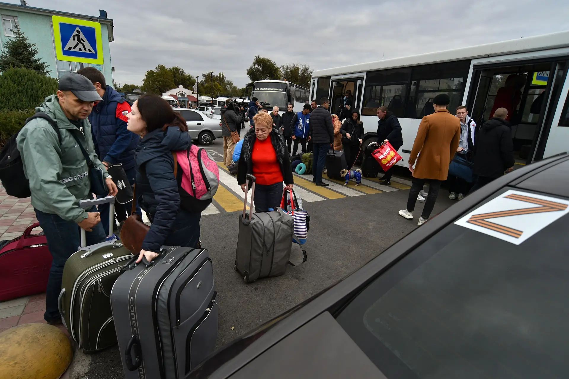 Civis fogem de Kherson, 22 de outubro de 2022.