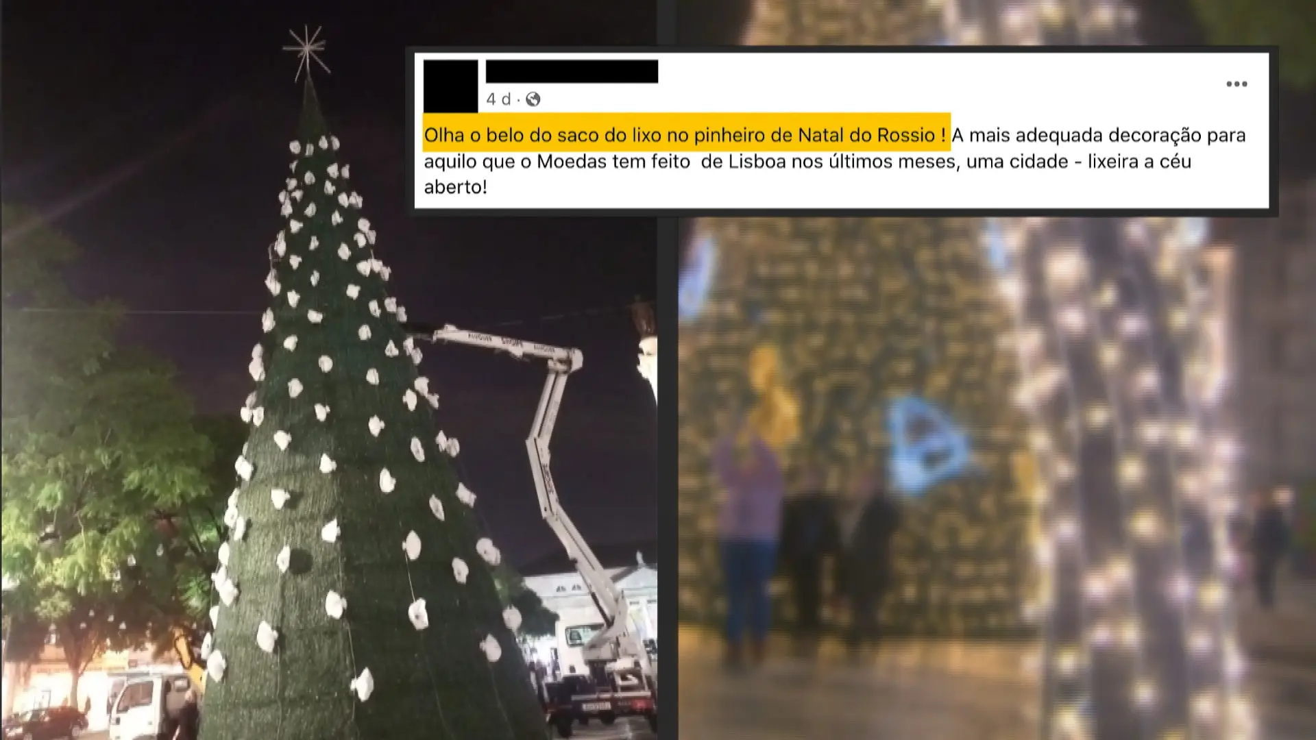Árvore de Natal no Rossio foi decorada com sacos do lixo? - SIC Notícias