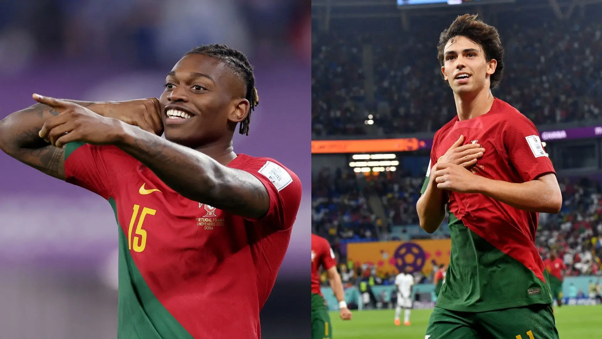 Rafael Leao of Portugal tries to escape Joao Felix of Portugal and News  Photo - Getty Images