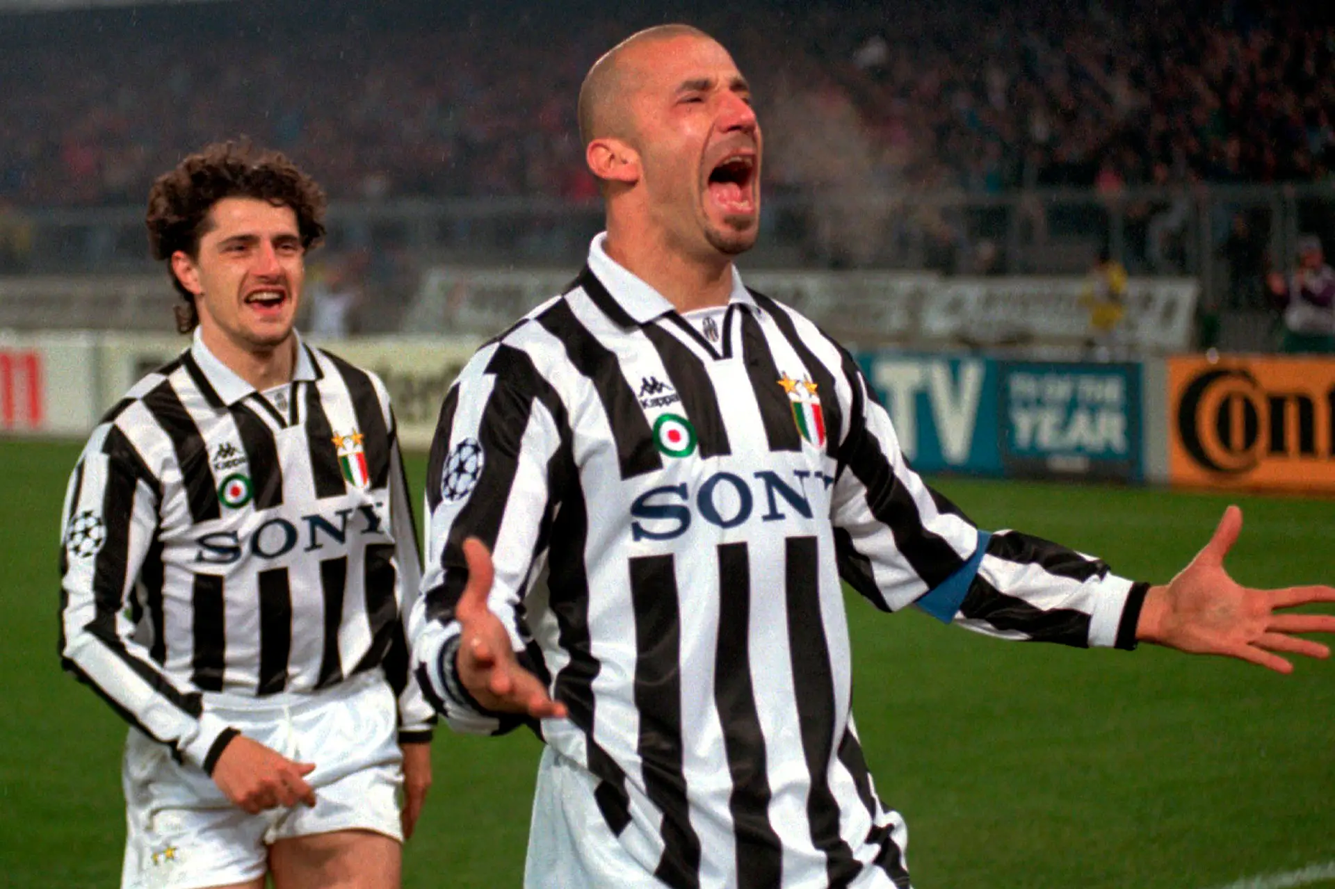 Gianluca Vialli (à direita) na Juventus