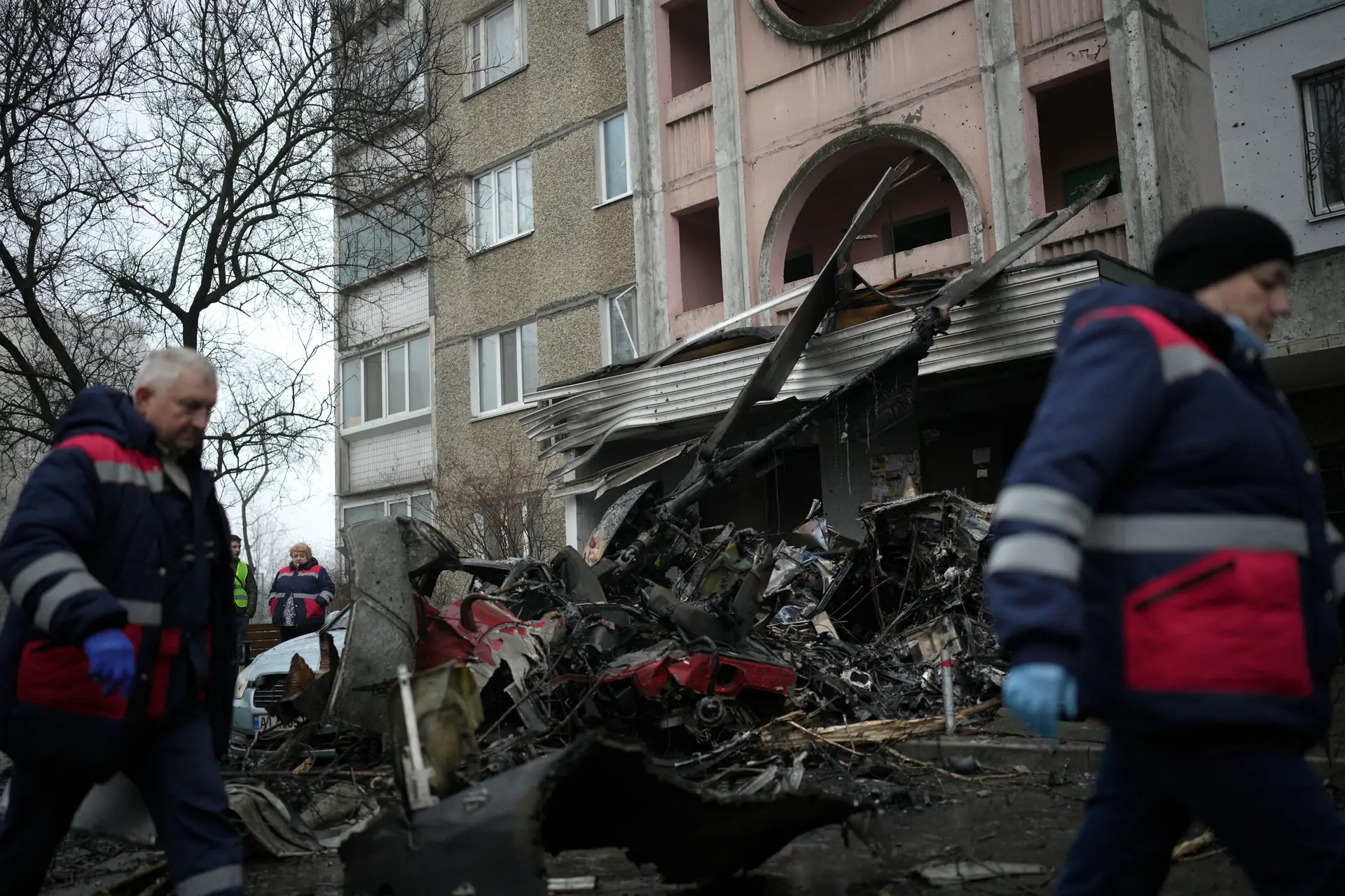 Helicóptero caiu esta quarta-feira perto de um infantário em Brovary, na região de Kiev.
