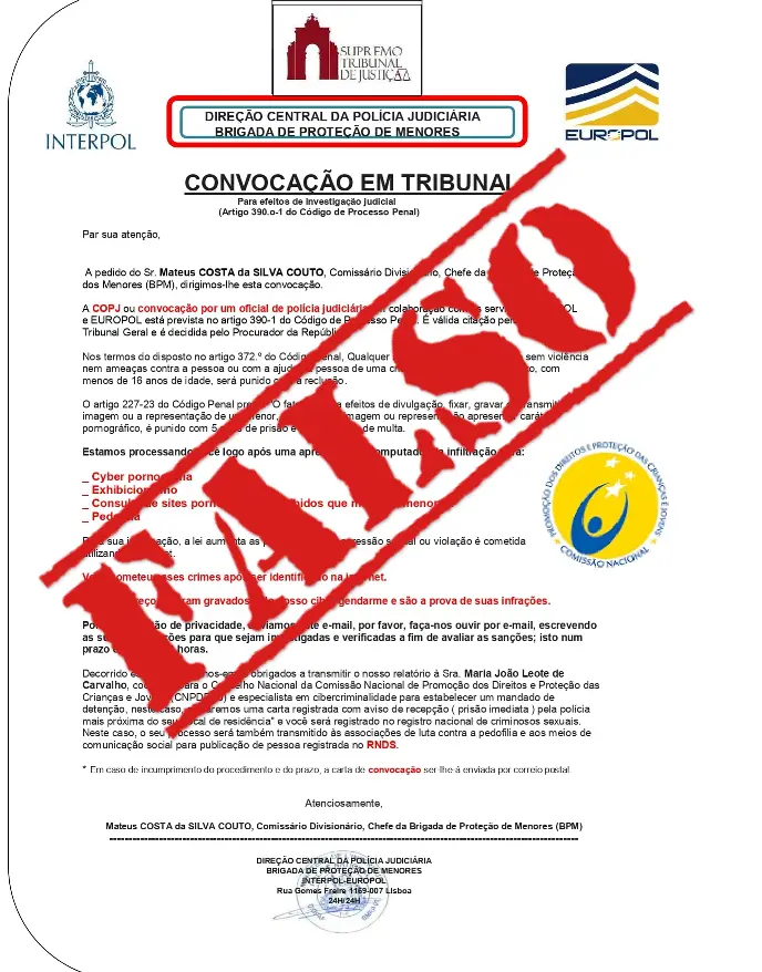 Supremo Tribunal alerta para email fraudulento que usa logótipo do STJ