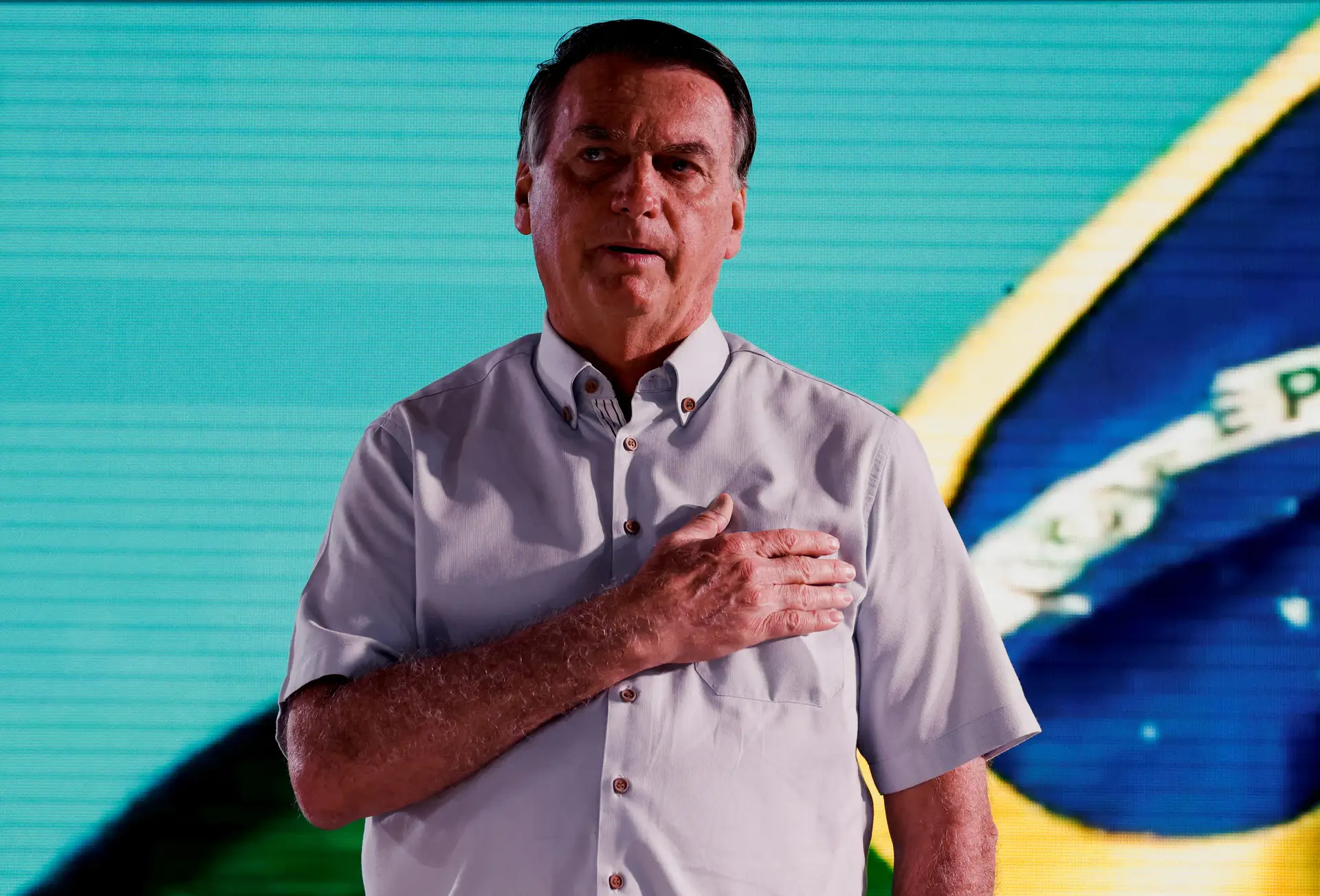 Bolsonaro no seu primeiro evento público após tomada de posse de Lula da Silva