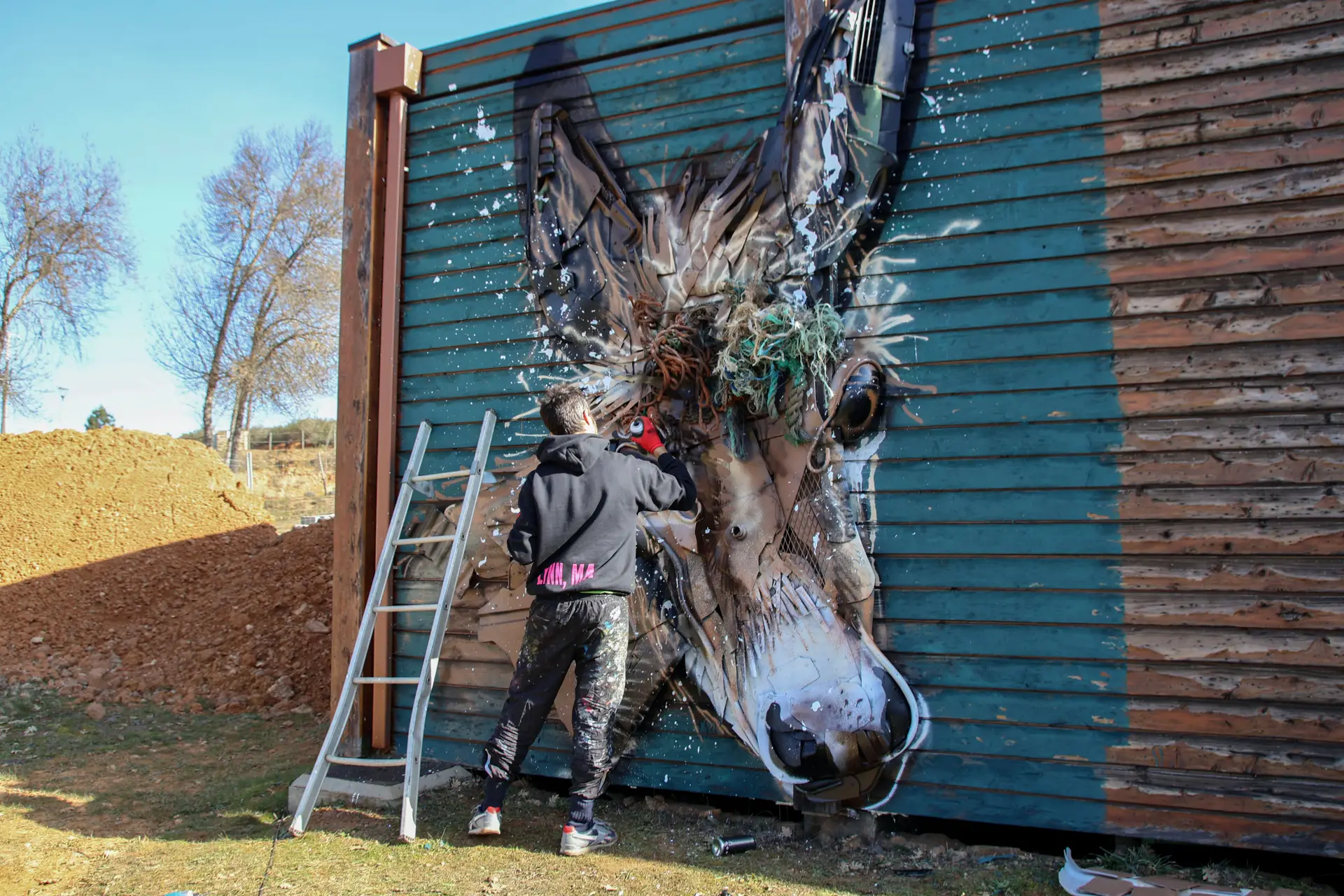 Bordalo II cria dois murais dedicados ao burro de Miranda