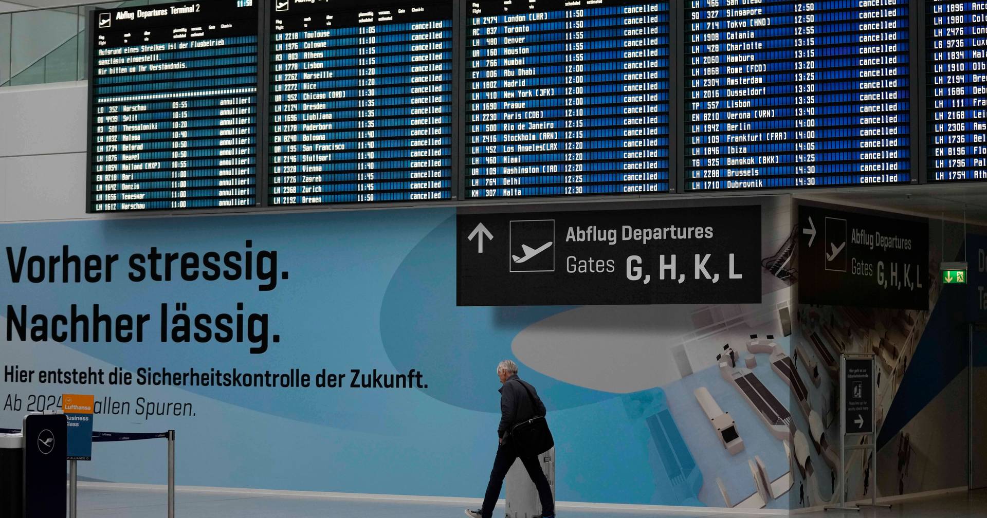 Verspätungen und annullierte Flüge in Deutschland am Vorabend des landesweiten Streiks