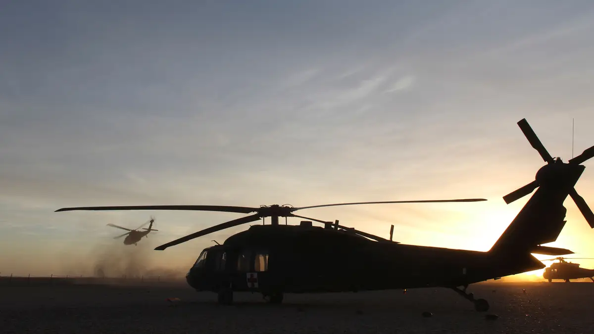 Helicóptero Black Hawck do exército norte-americano - Imagem de arquivo